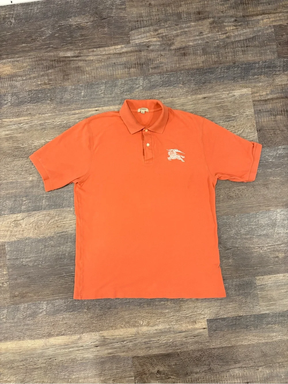 Burberry London Orange Cotton Polo Shirt Men’s Large Short Sleeve Classic